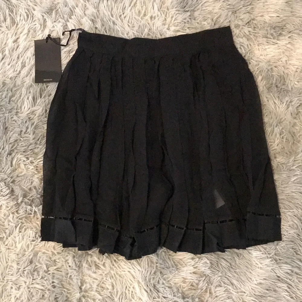 New Authentic Versace Pleated Silk Georgette Skirt in Black